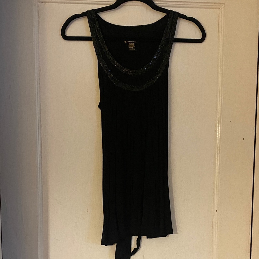 Black Sleeveless Top with Sequin Detail